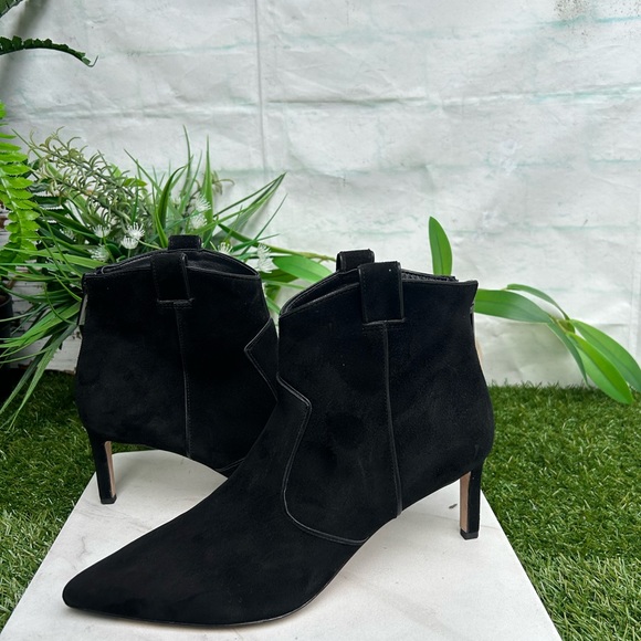 Veronica Beard Lexi Ankle Boots Western Heeled Bootie Black Suede US size 7.5 - Picture 13 of 16